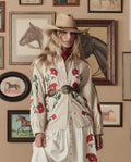The Western Embroidered Commodore Jacket. -- Cream