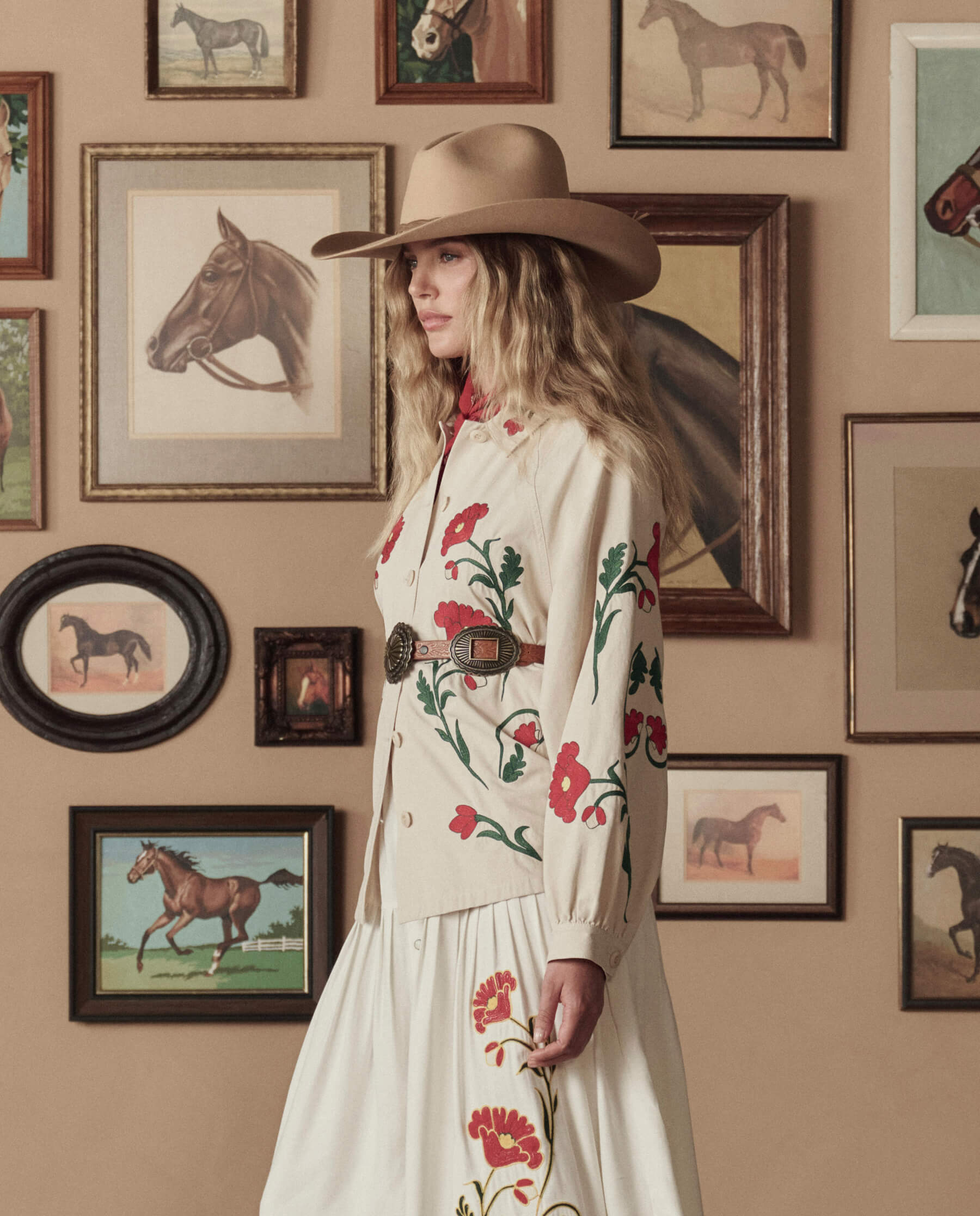 The Western Embroidered Commodore Jacket. -- Cream