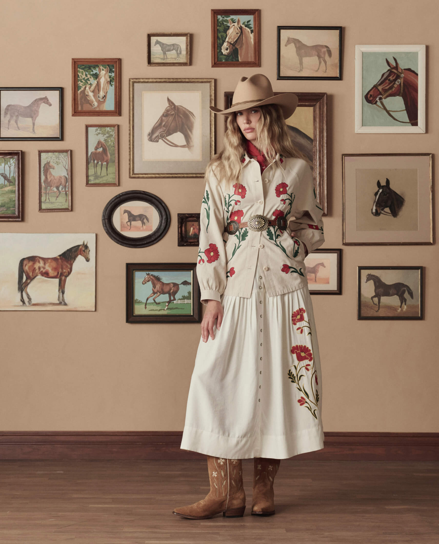 The Western Embroidered Commodore Jacket. -- Cream