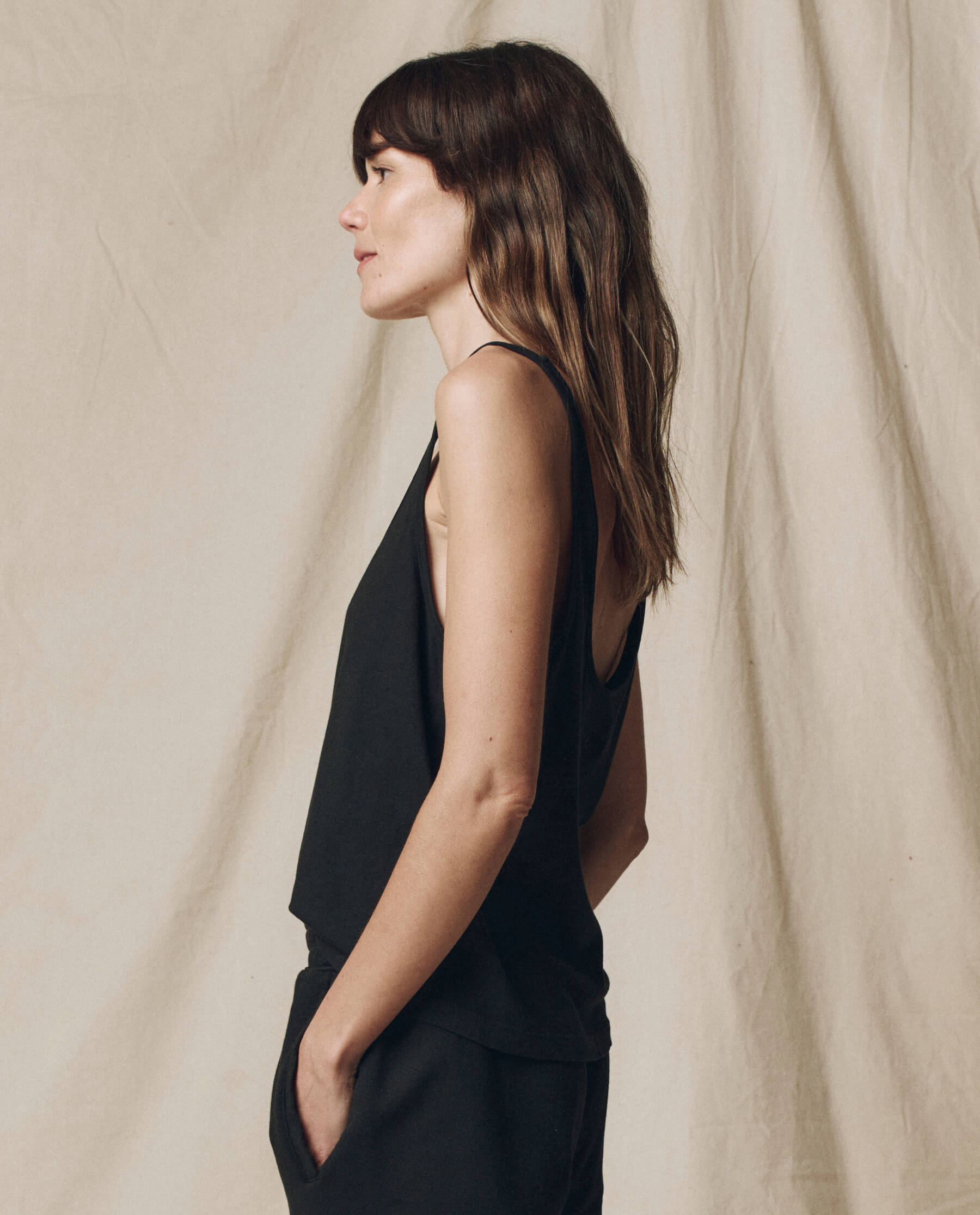The Scoop Neck Tank. Solid -- Almost Black