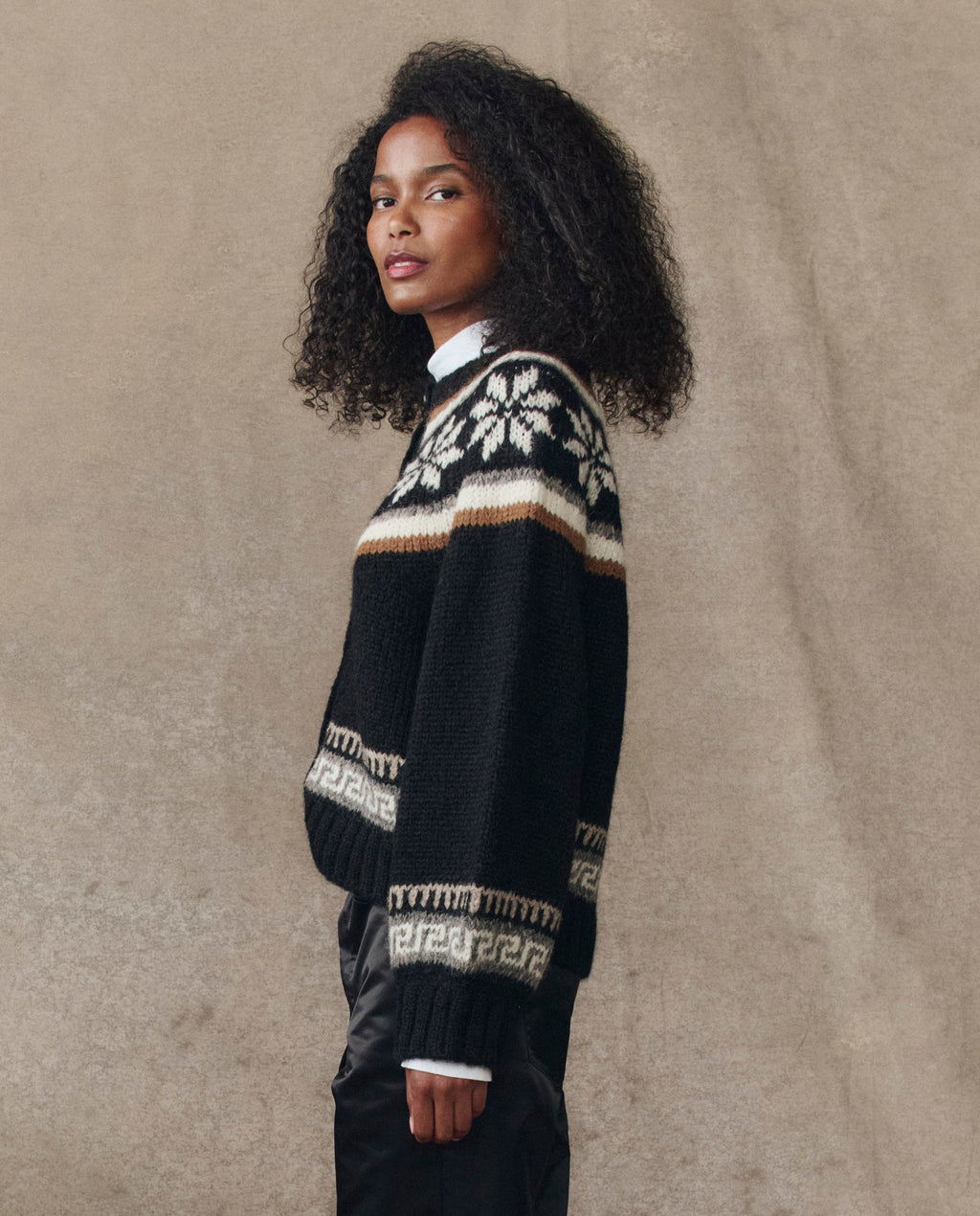 The Snowflake Ice Rink Cardigan. -- Black