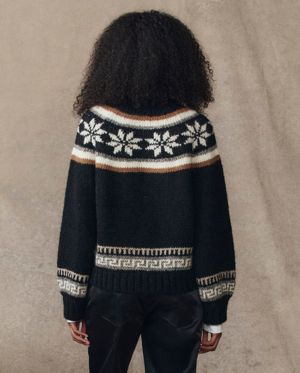 The Snowflake Ice Rink Cardigan. -- Black