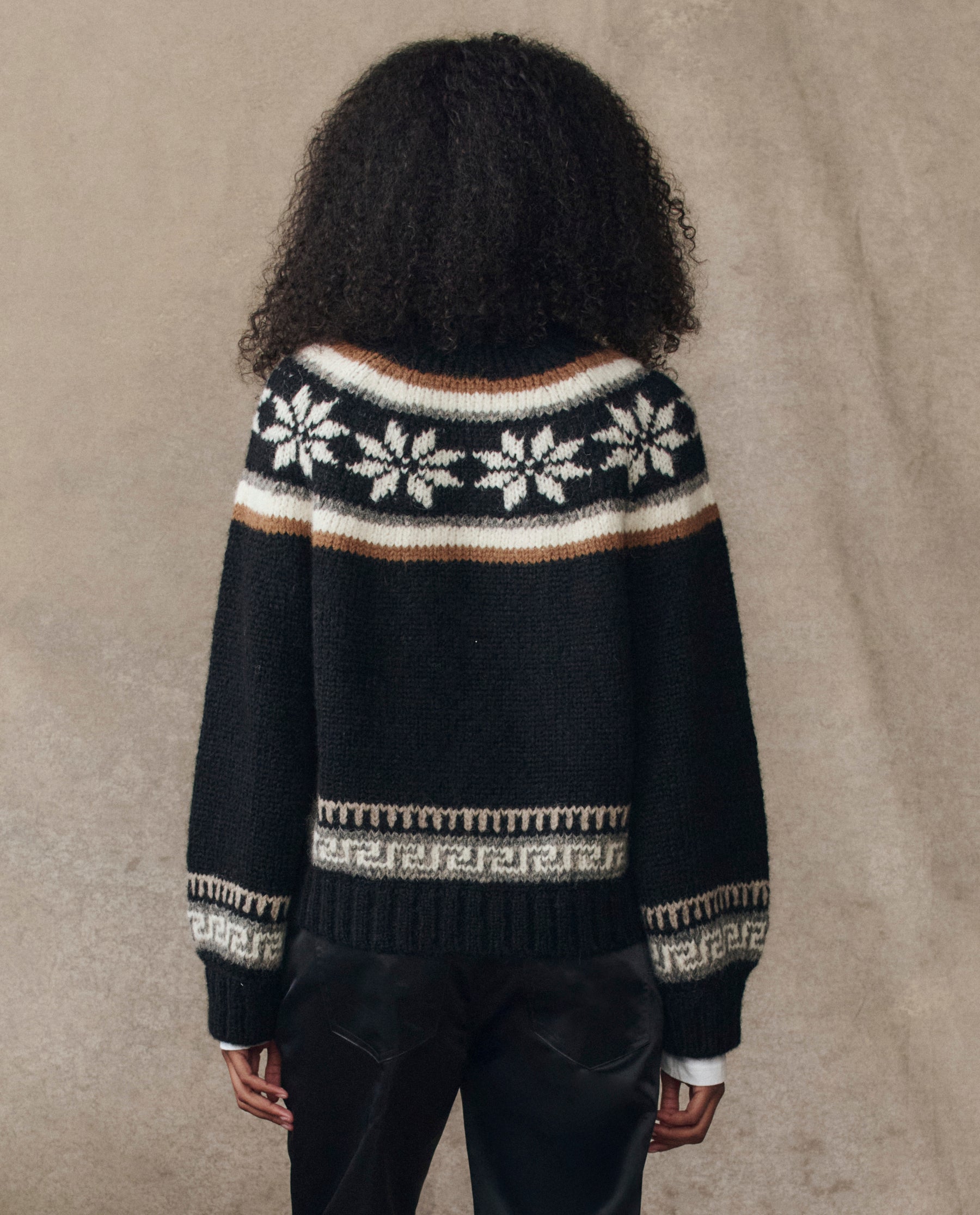 The Snowflake Ice Rink Cardigan. -- Black
