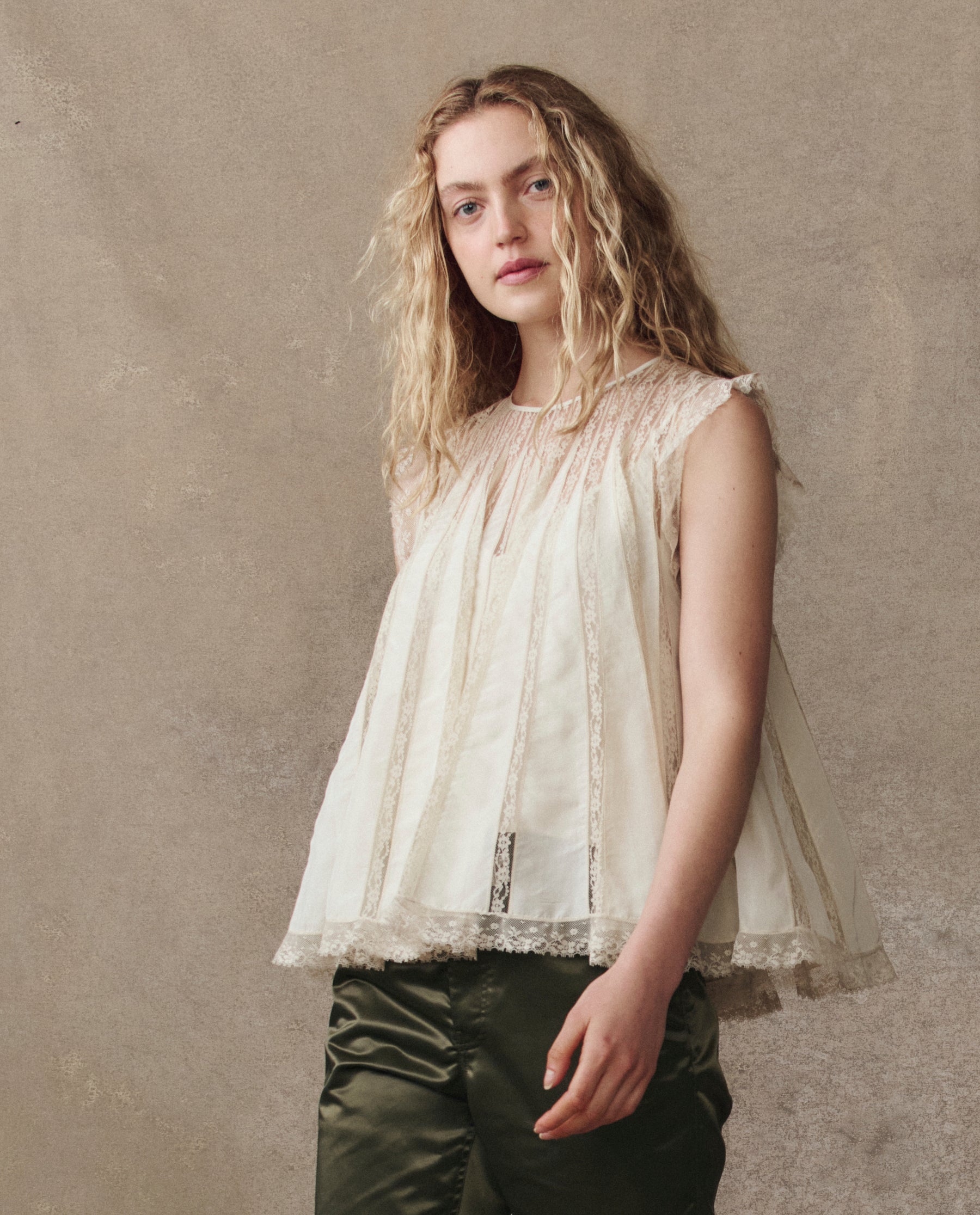 The Keepsake Lace Shell Top. -- Cream