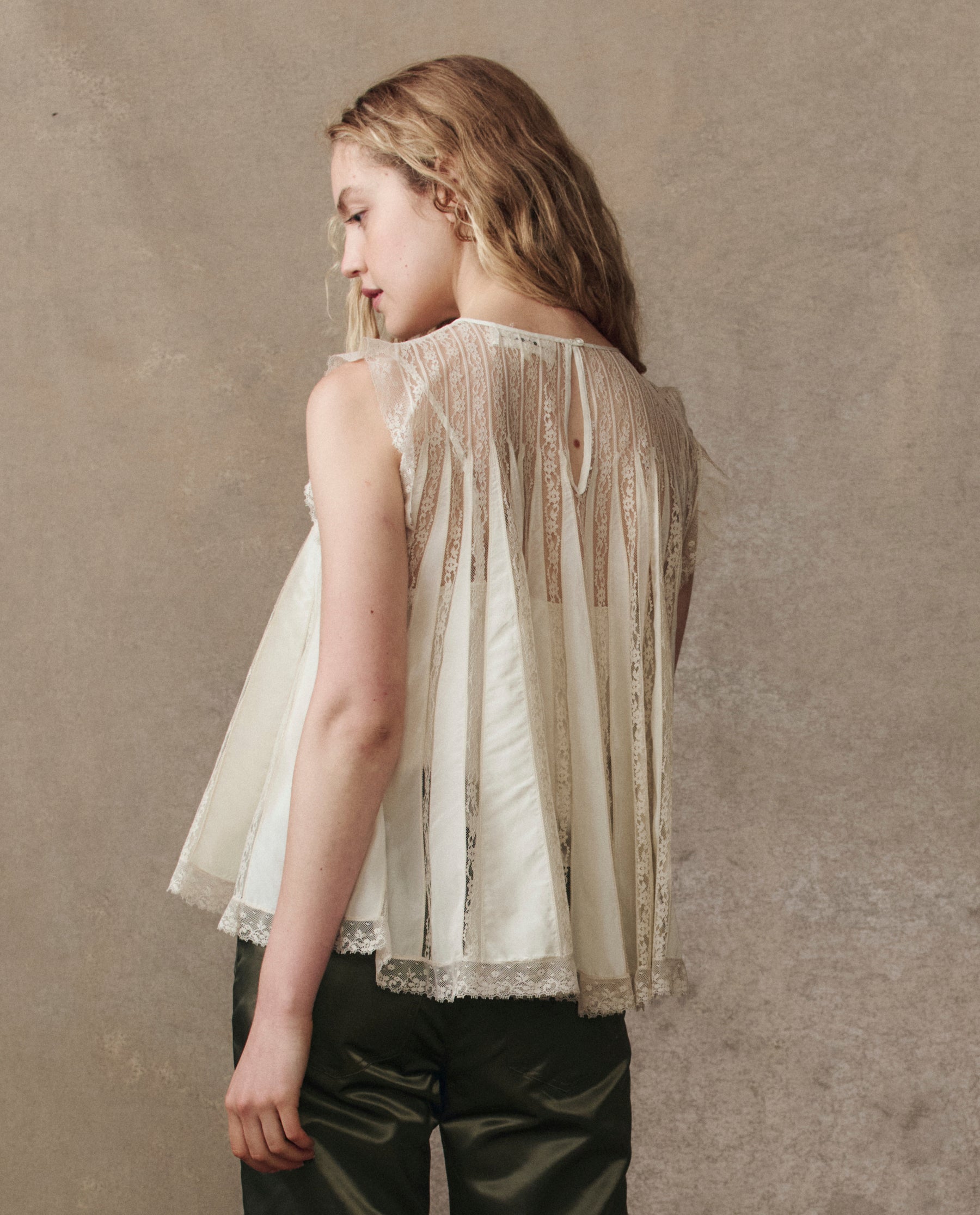 The Keepsake Lace Shell Top. -- Cream