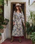 The Pampas Dress. -- Indigo Floral