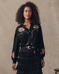 The Heirloom Rose Western Cardigan. -- Black