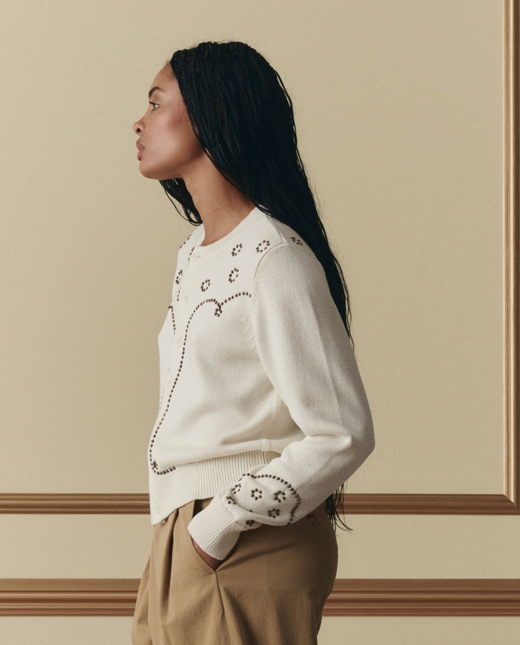 The Studded Cardigan. -- Natural