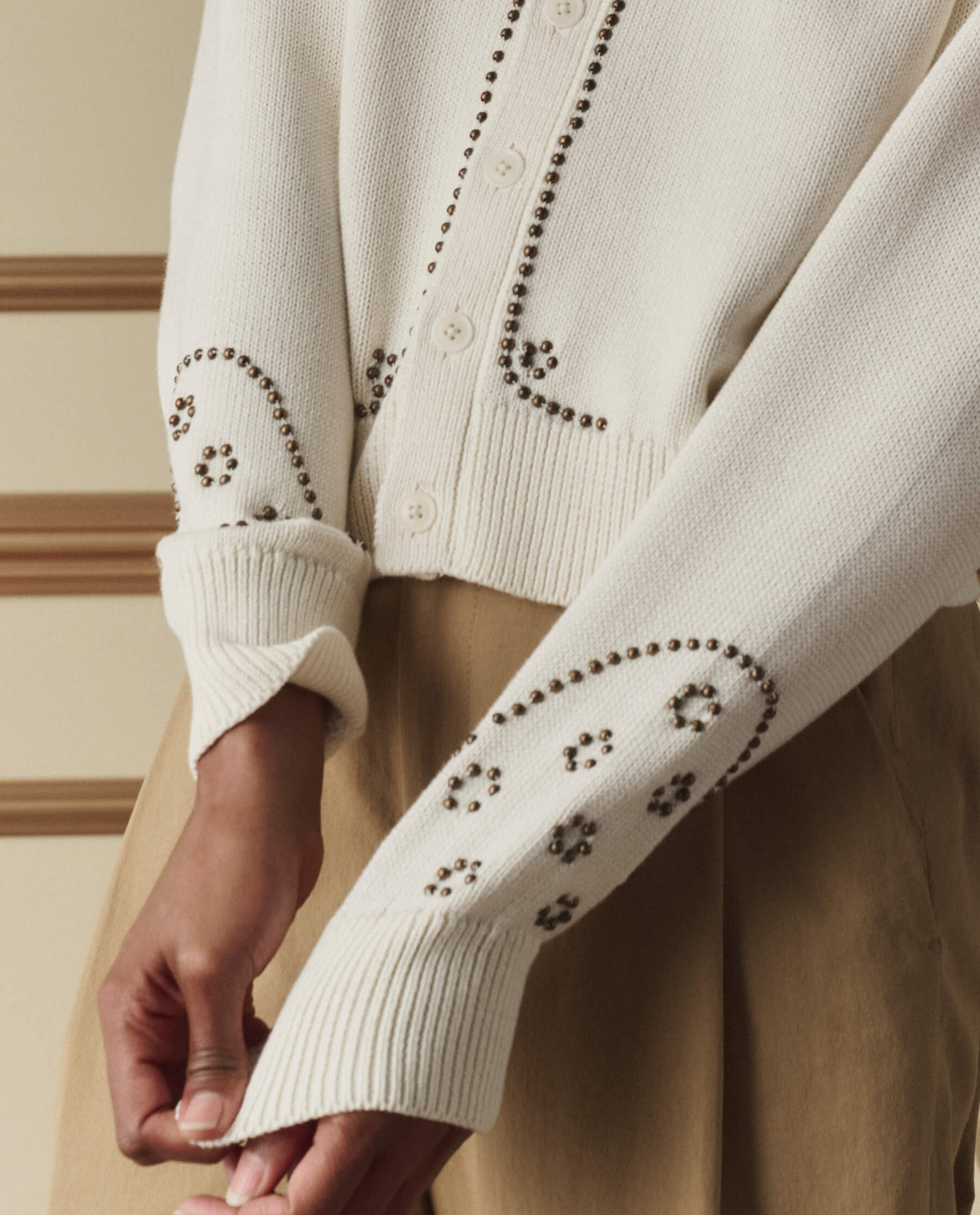 The Studded Cardigan. -- Natural