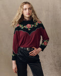 The Heirloom Rose Western Pullover. -- Wine