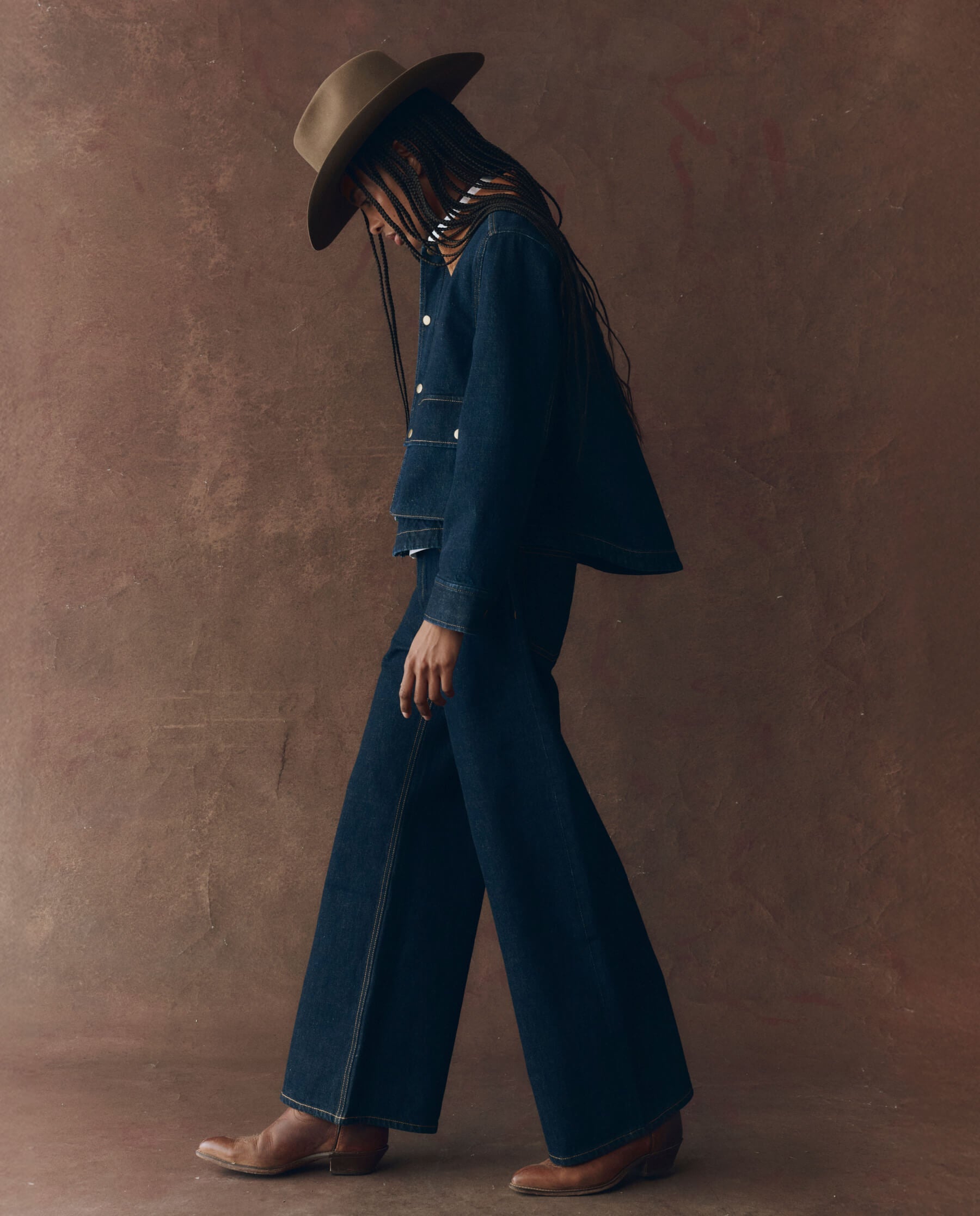 The Denim Swingy Jacket. -- Midnight Rinse