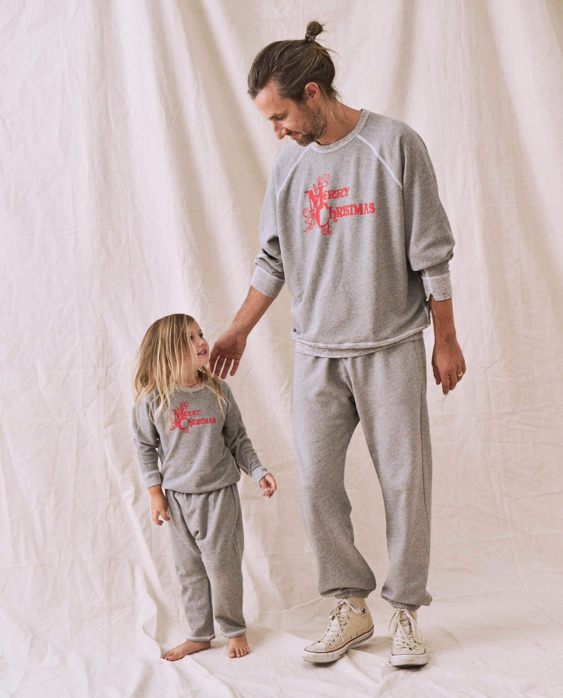 The Men's College Sweatshirt. -- Varsity Grey with Christmas Graphic