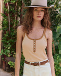 The Henley Slim Tank. -- Bronze Stripe