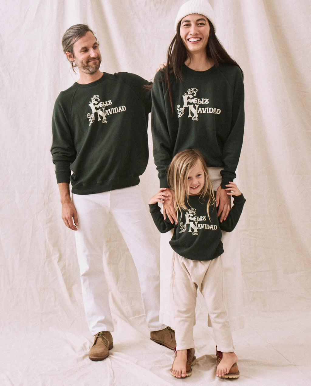 The Little College Sweatshirt. -- Dark Alpine with Feliz Navidad Graphic