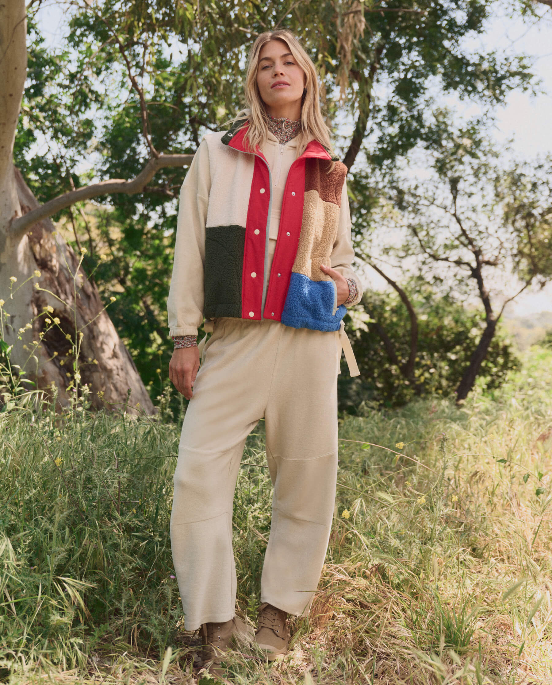 The Plush Color Block Sierra Vest. -- Canyon Multi