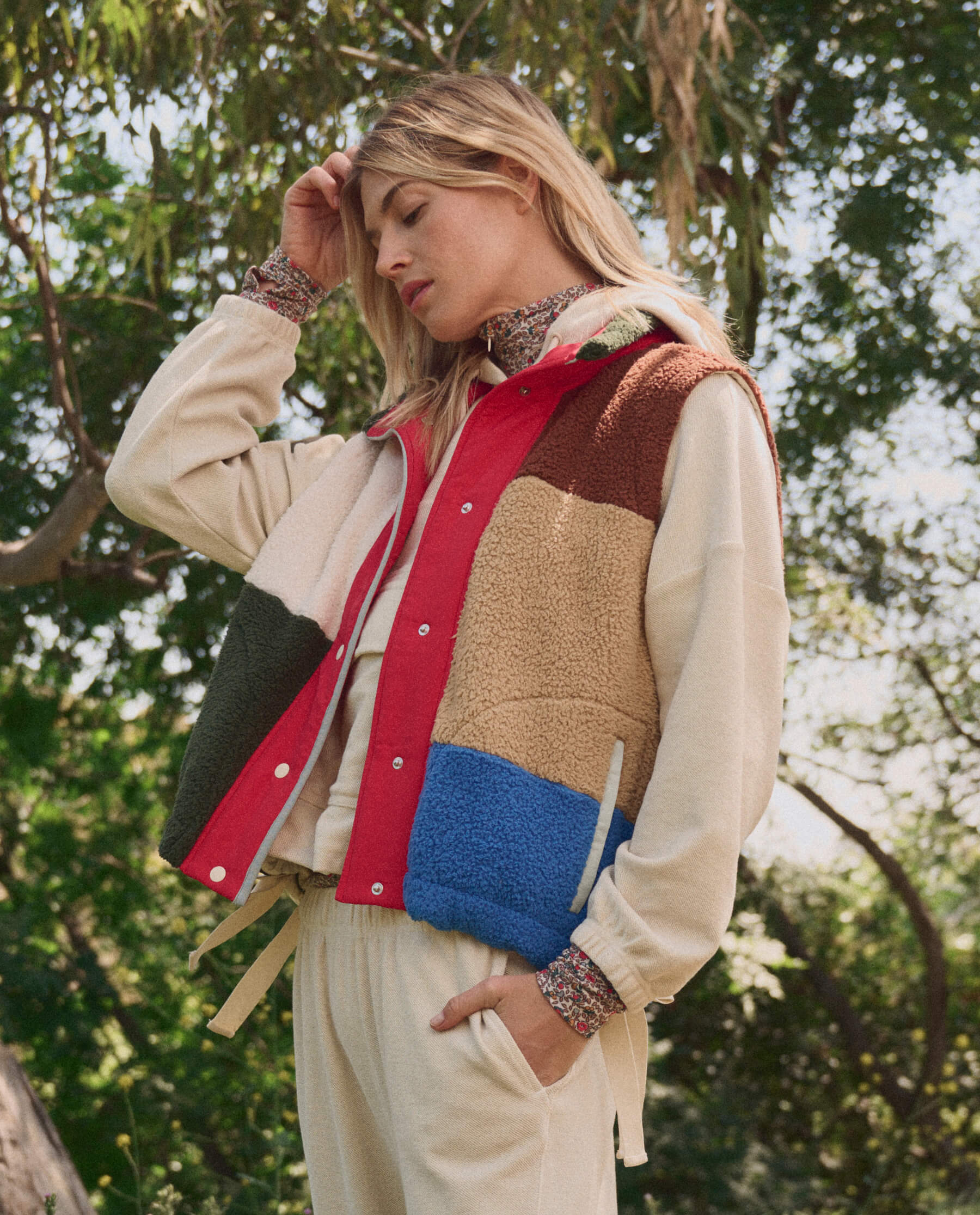 The Plush Color Block Sierra Vest. -- Canyon Multi