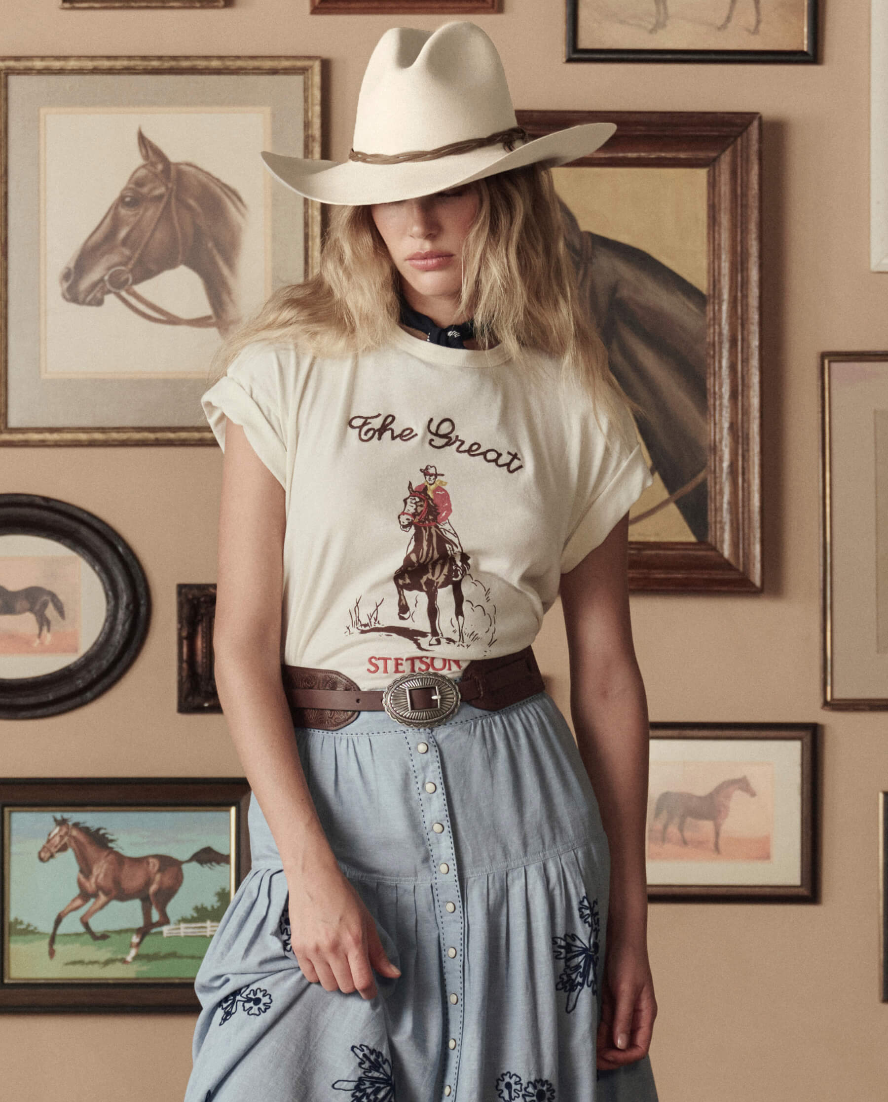The Tooled Waist Belt. -- Brown With Silver