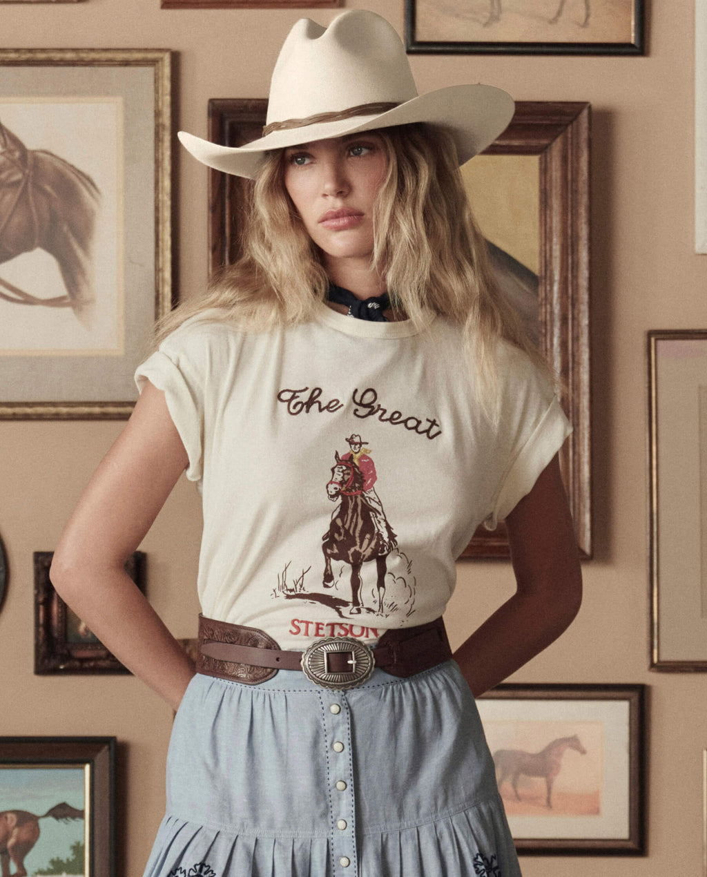 The Tooled Waist Belt. -- Brown With Silver