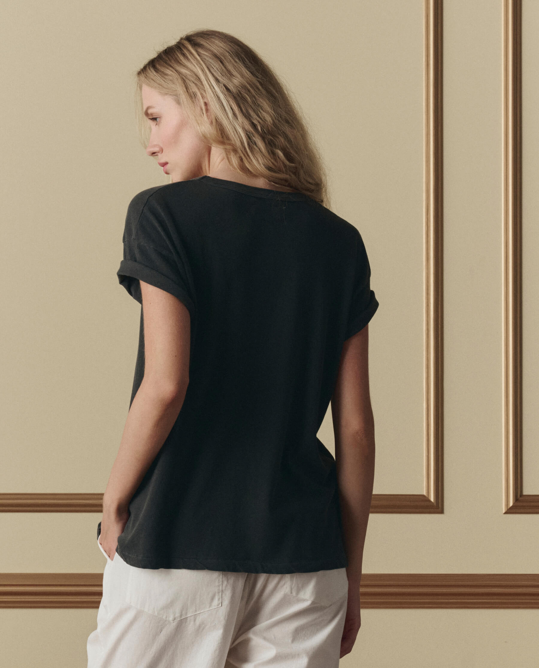 The Boxy Crew W/ Shadow Oak Graphic. -- Washed Black