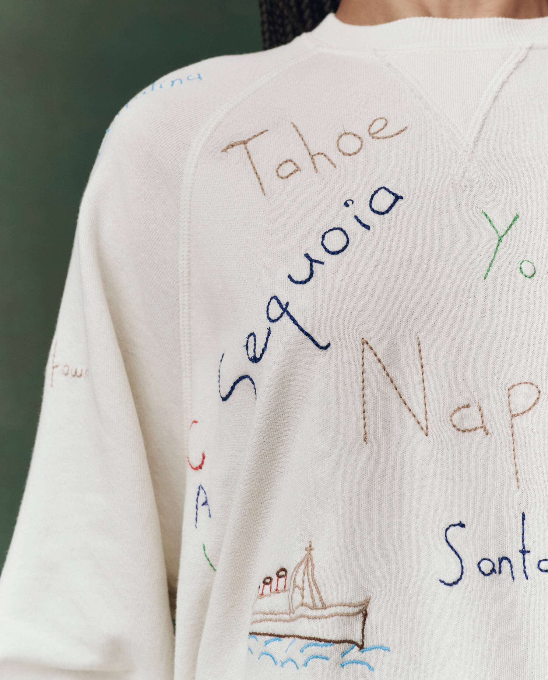 The Slouch Sweatshirt. Embroidered -- Washed White with Golden State Embroidery