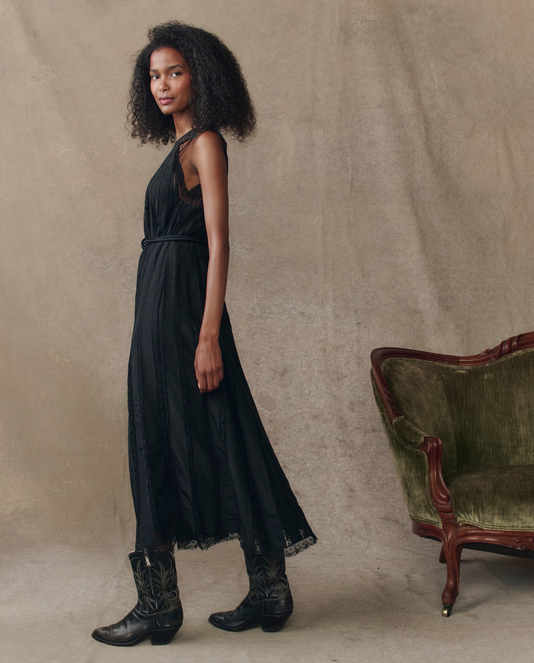 The Keepsake Lace Column Dress. -- Black