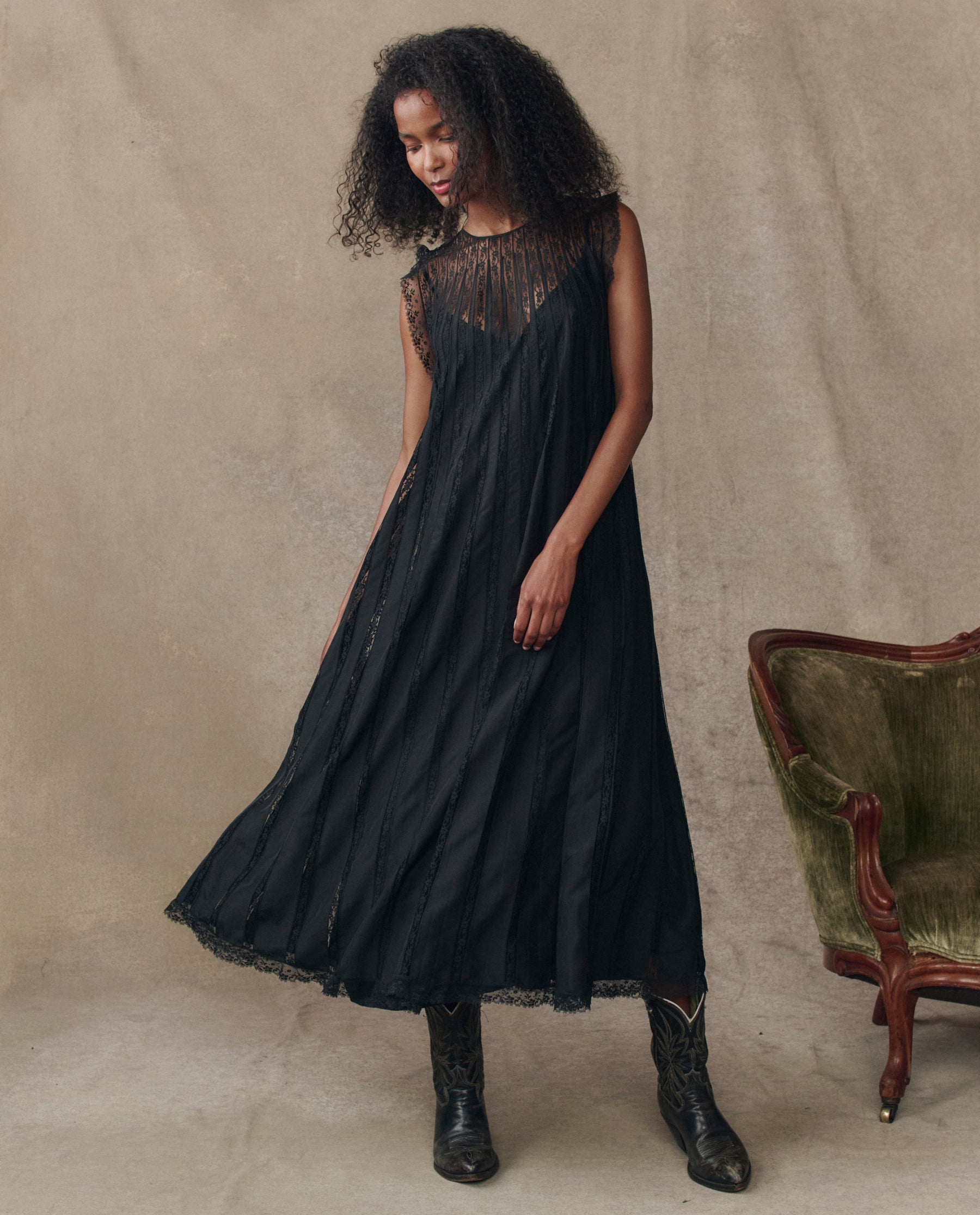 The Keepsake Lace Column Dress. -- Black