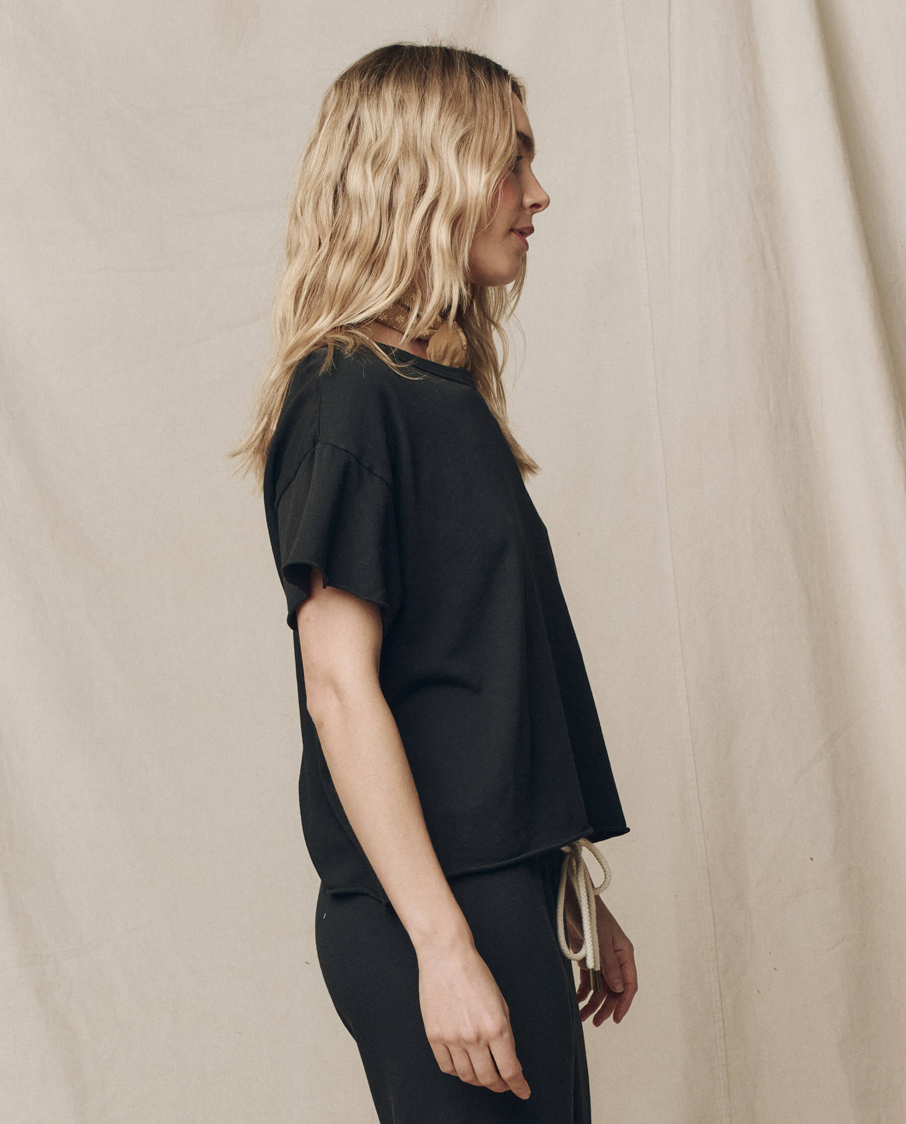 The Crop Tee. Solid -- Almost Black