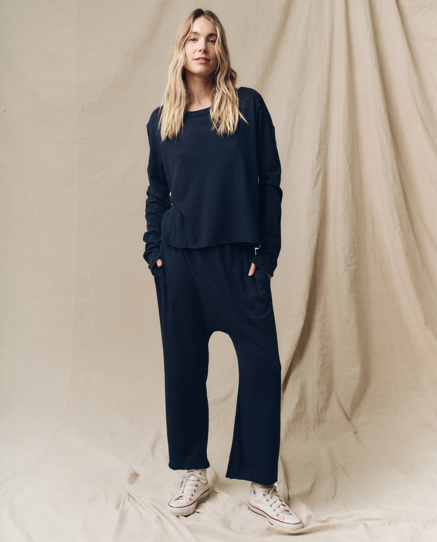 The Jersey Crop Pant. -- True Navy