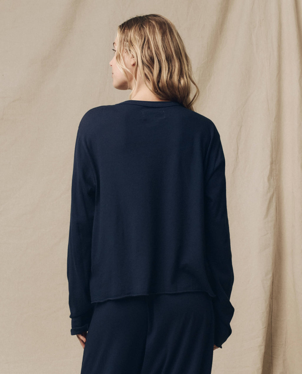 The Long Sleeve Crop Tee. -- True Navy