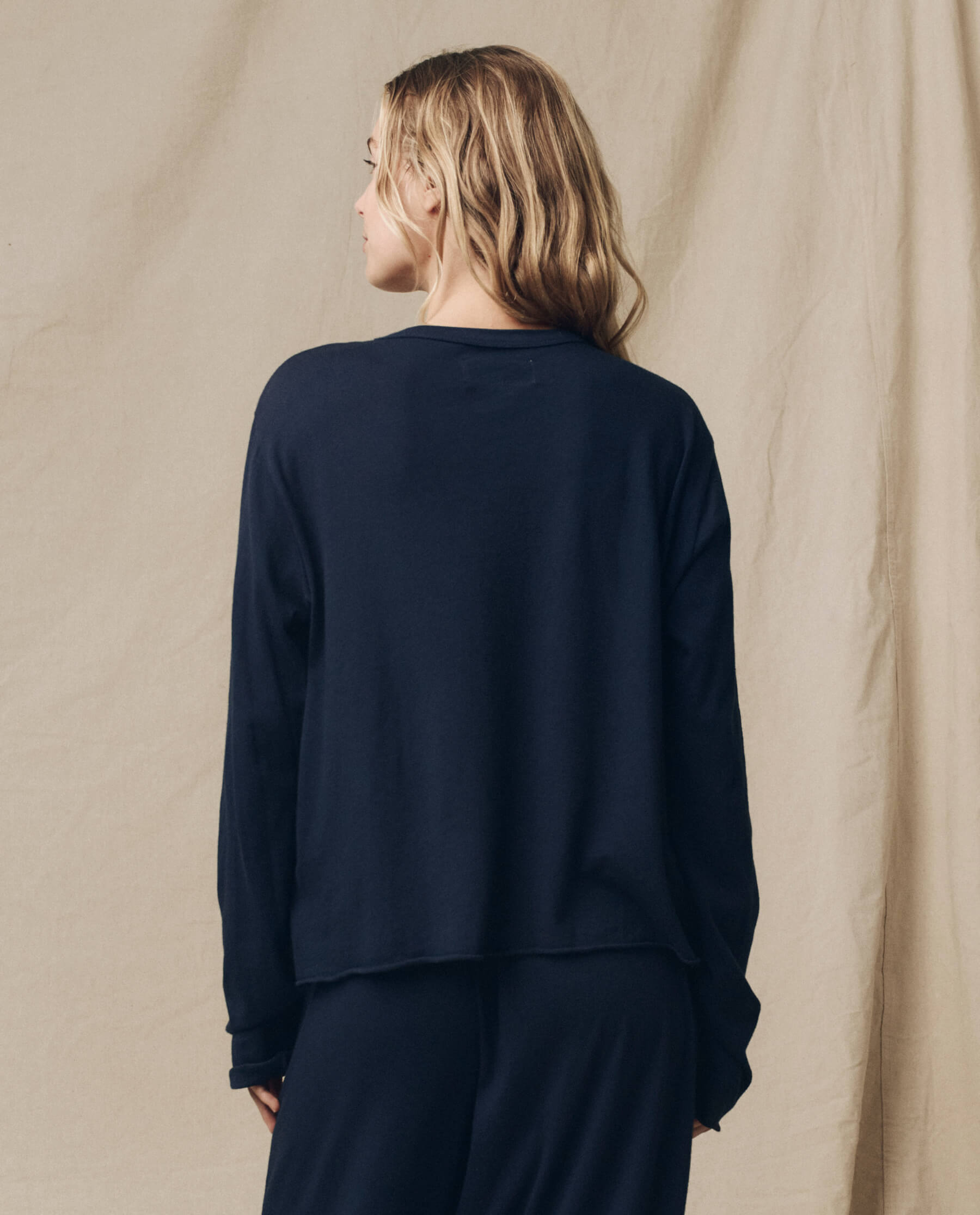 The Long Sleeve Crop Tee. -- True Navy