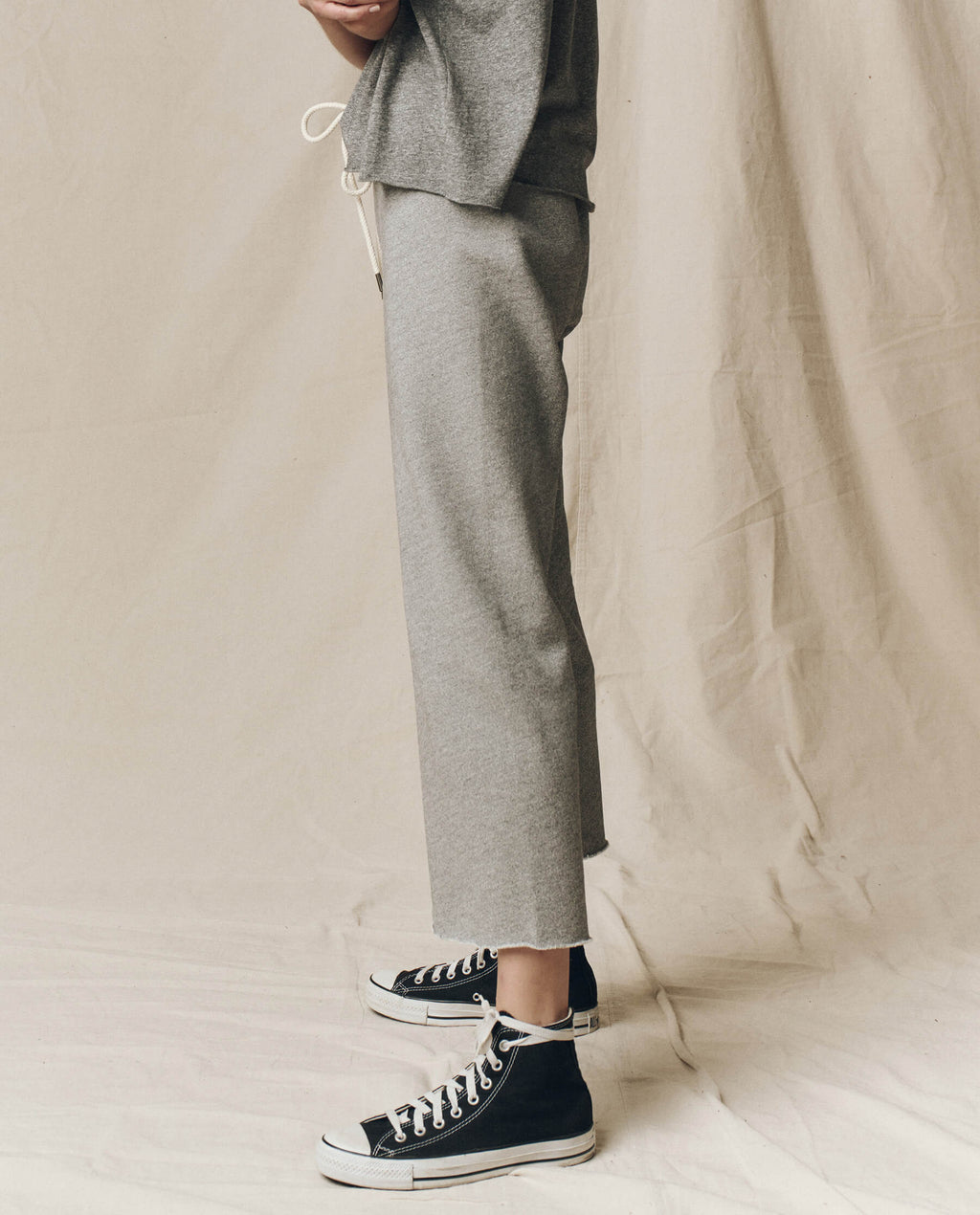 The Wide Leg Cropped Sweatpant. -- Varsity Grey