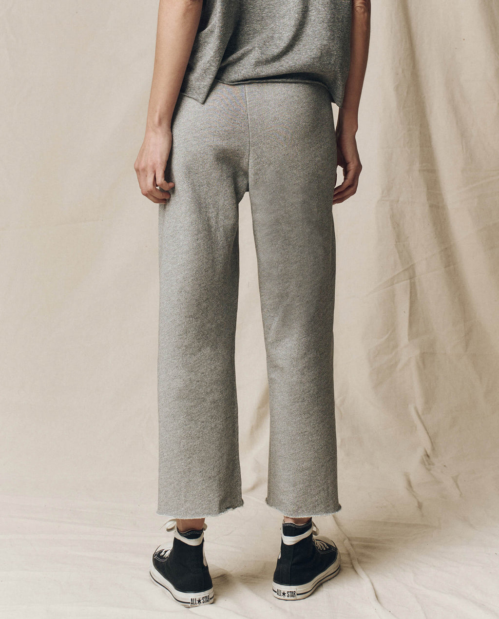The Wide Leg Cropped Sweatpant. -- Varsity Grey