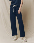 The Wide Leg Cropped Sweatpant. -- True Navy