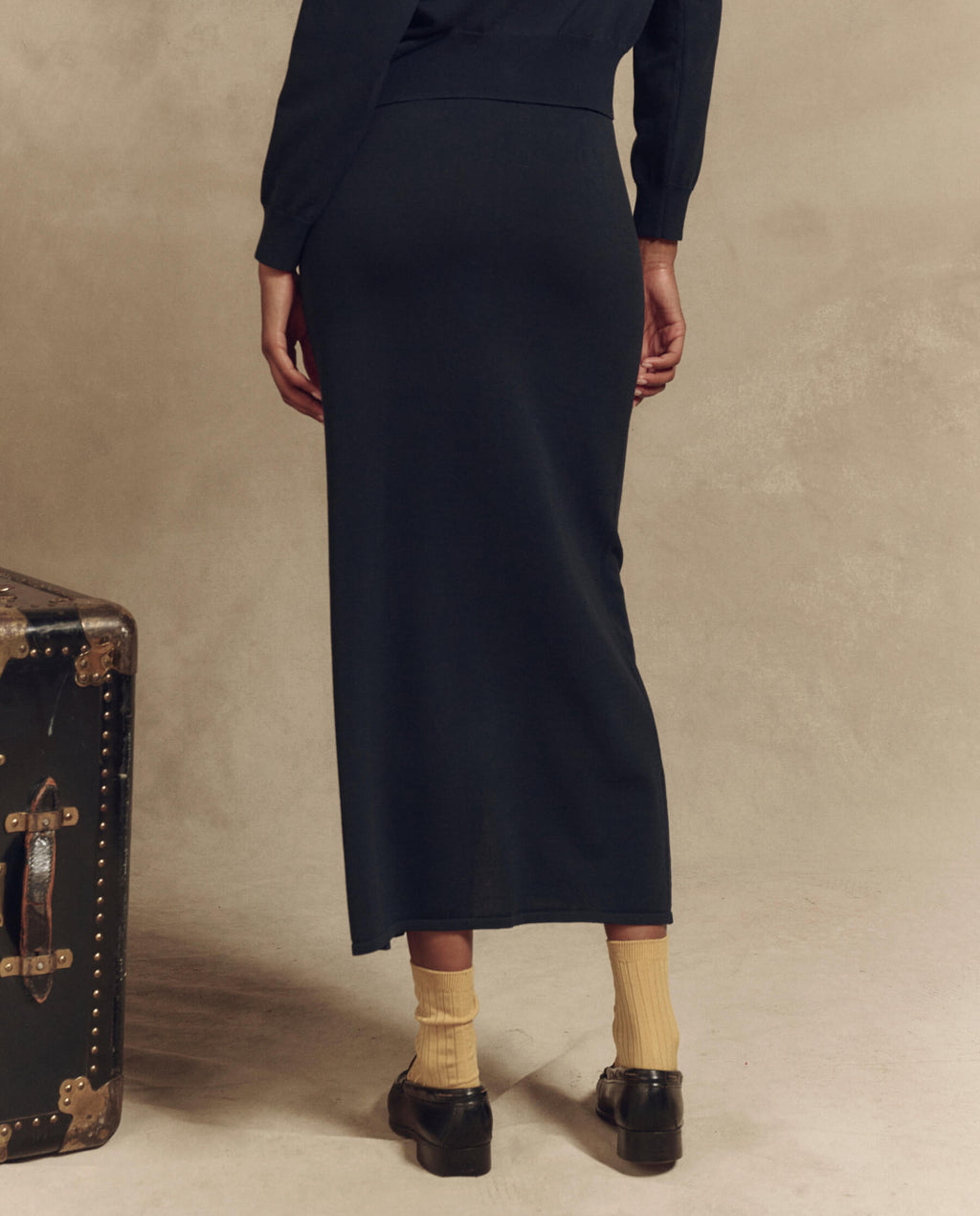 The Button Front Sweater Skirt. -- Dark Navy