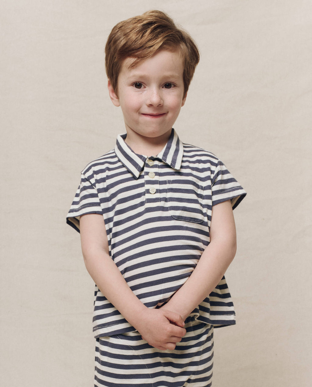 The Little Lacrosse Polo. -- Vintage Blue Stripe