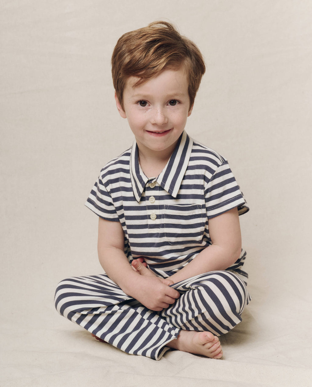 The Little Lacrosse Polo. -- Vintage Blue Stripe