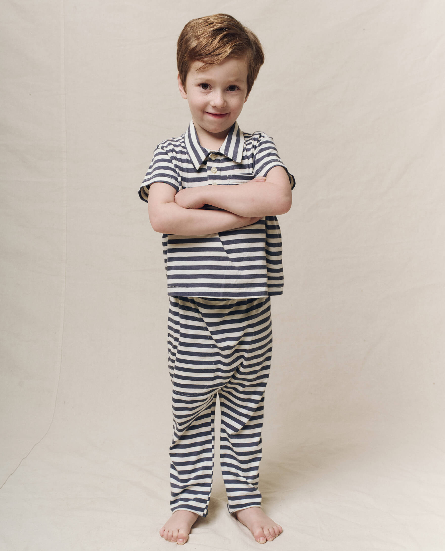 The Little Lacrosse Polo. -- Vintage Blue Stripe