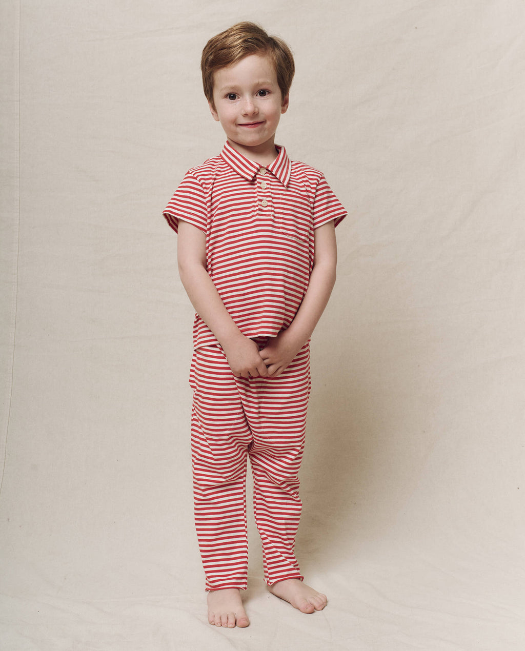 The Little Lacrosse Polo. -- Sun Cherry Stripe
