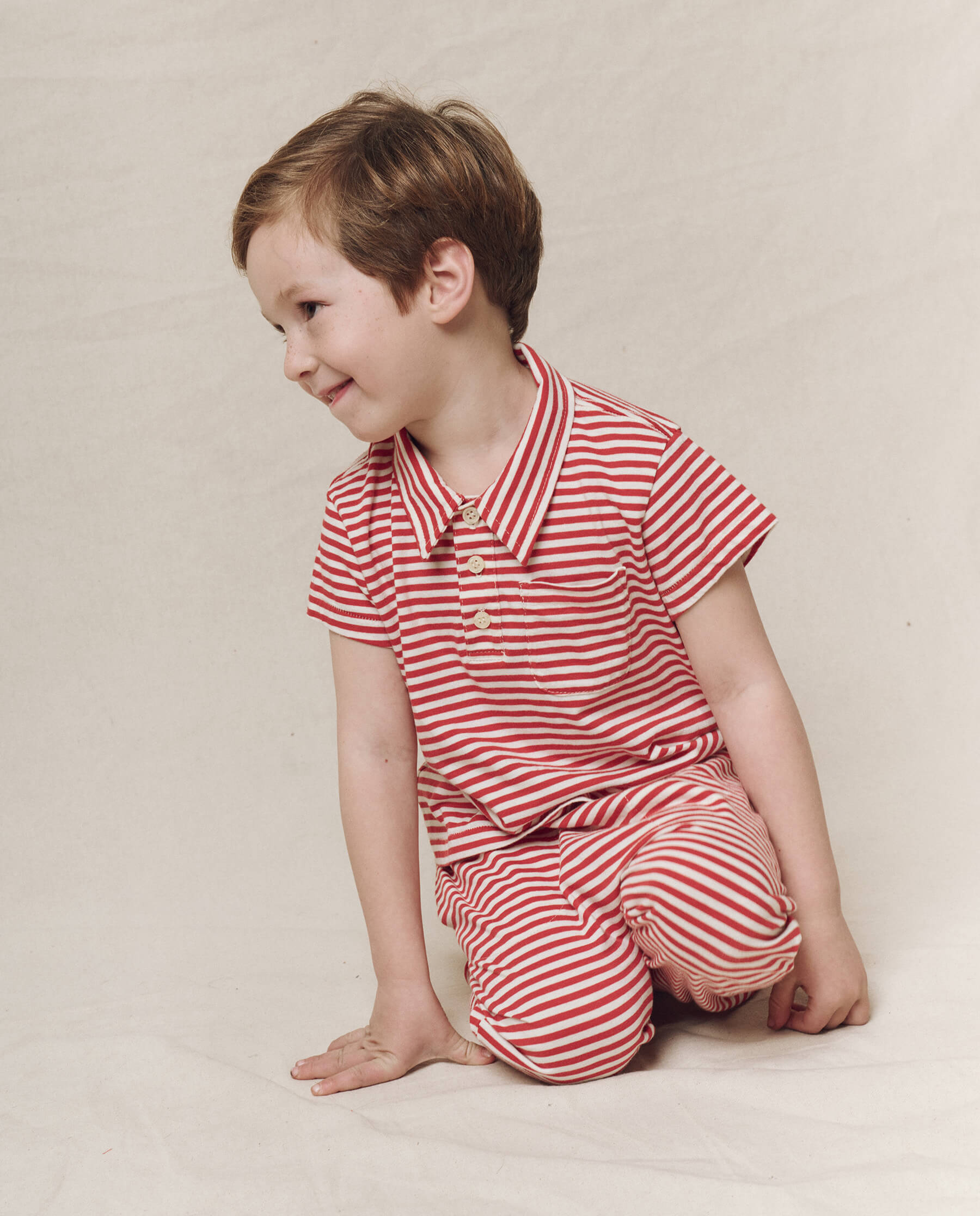 The Little Lacrosse Polo. -- Sun Cherry Stripe