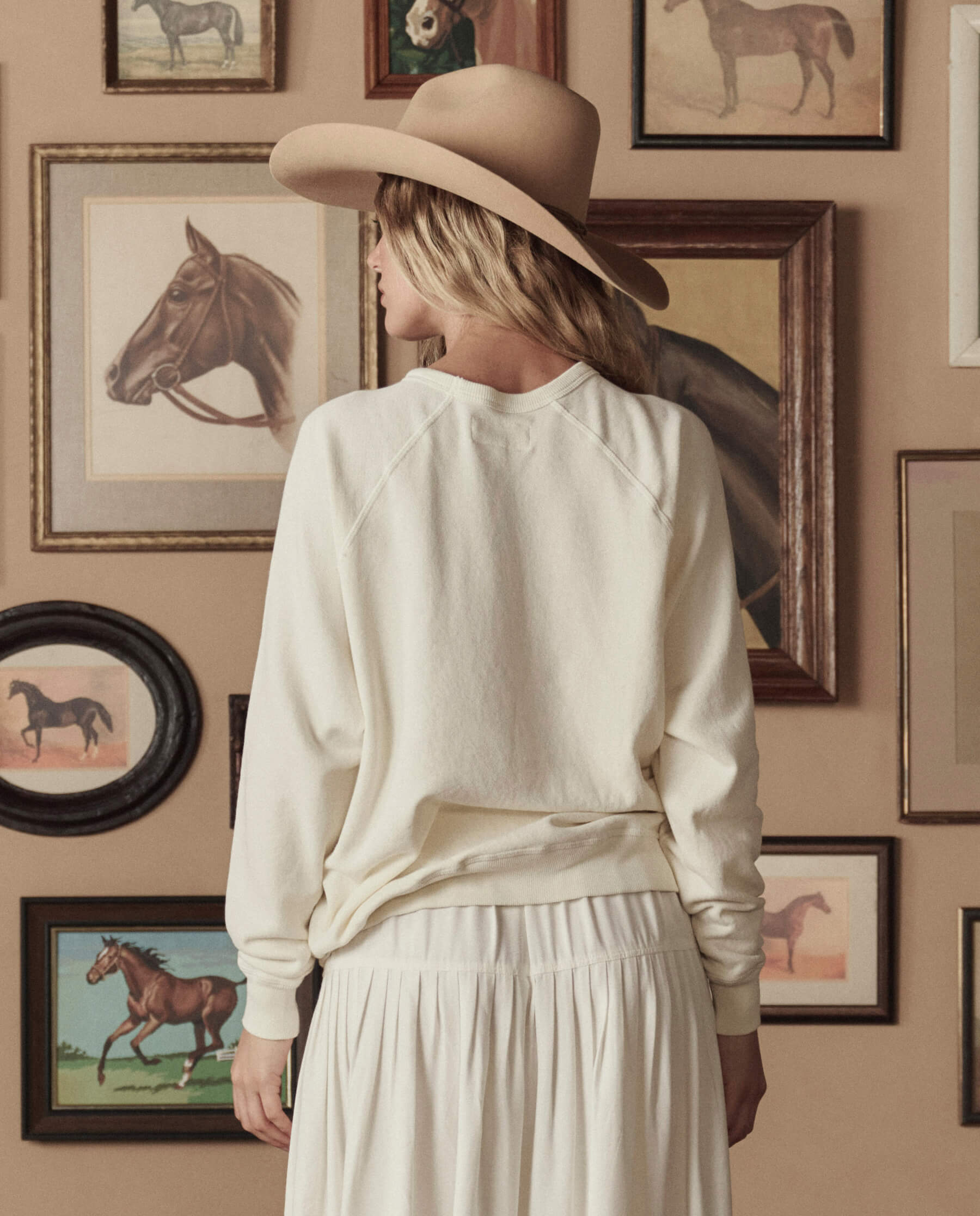 The College Sweatshirt With Stetson Graphic. -- Washed White