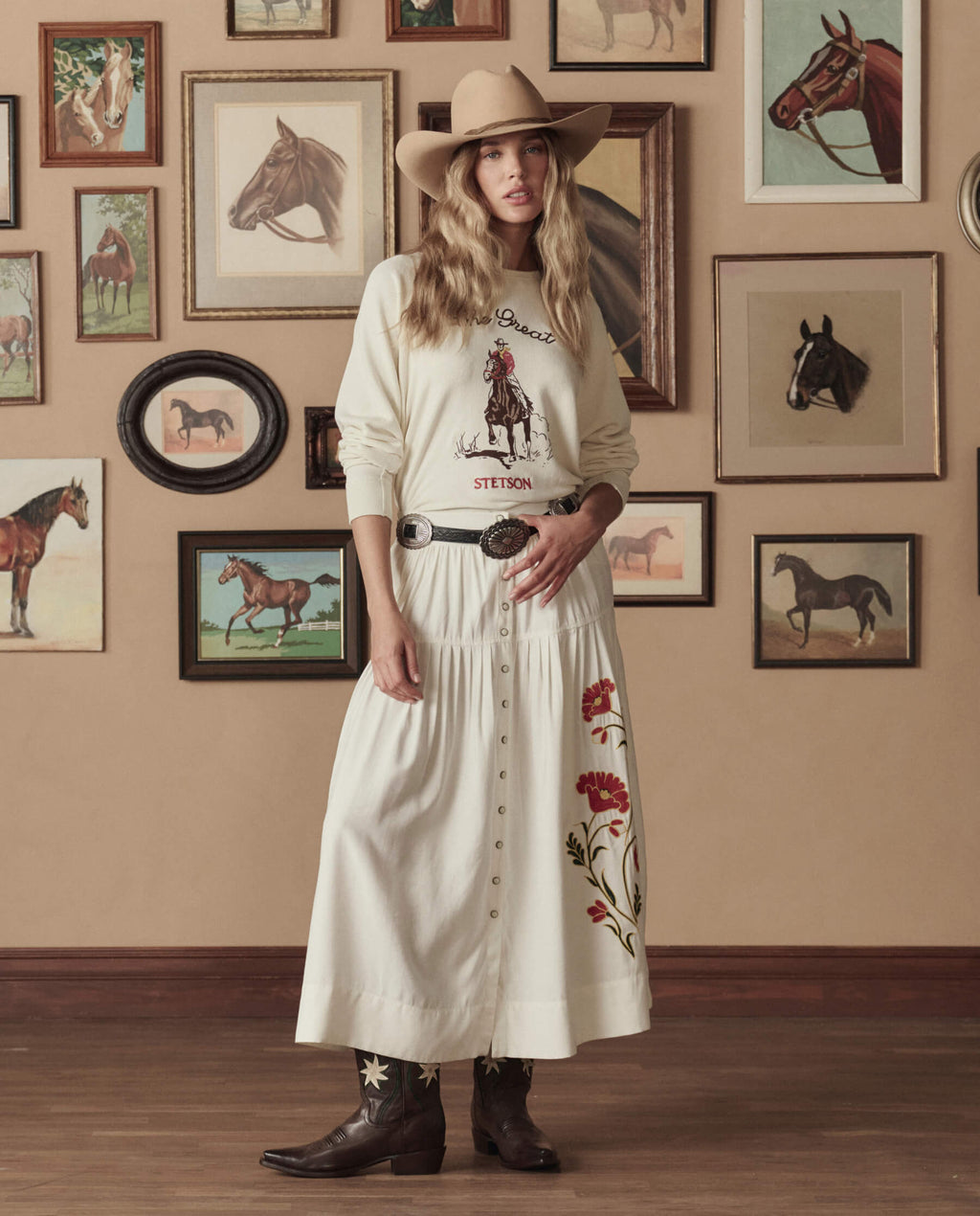 The College Sweatshirt With Stetson Graphic. -- Washed White