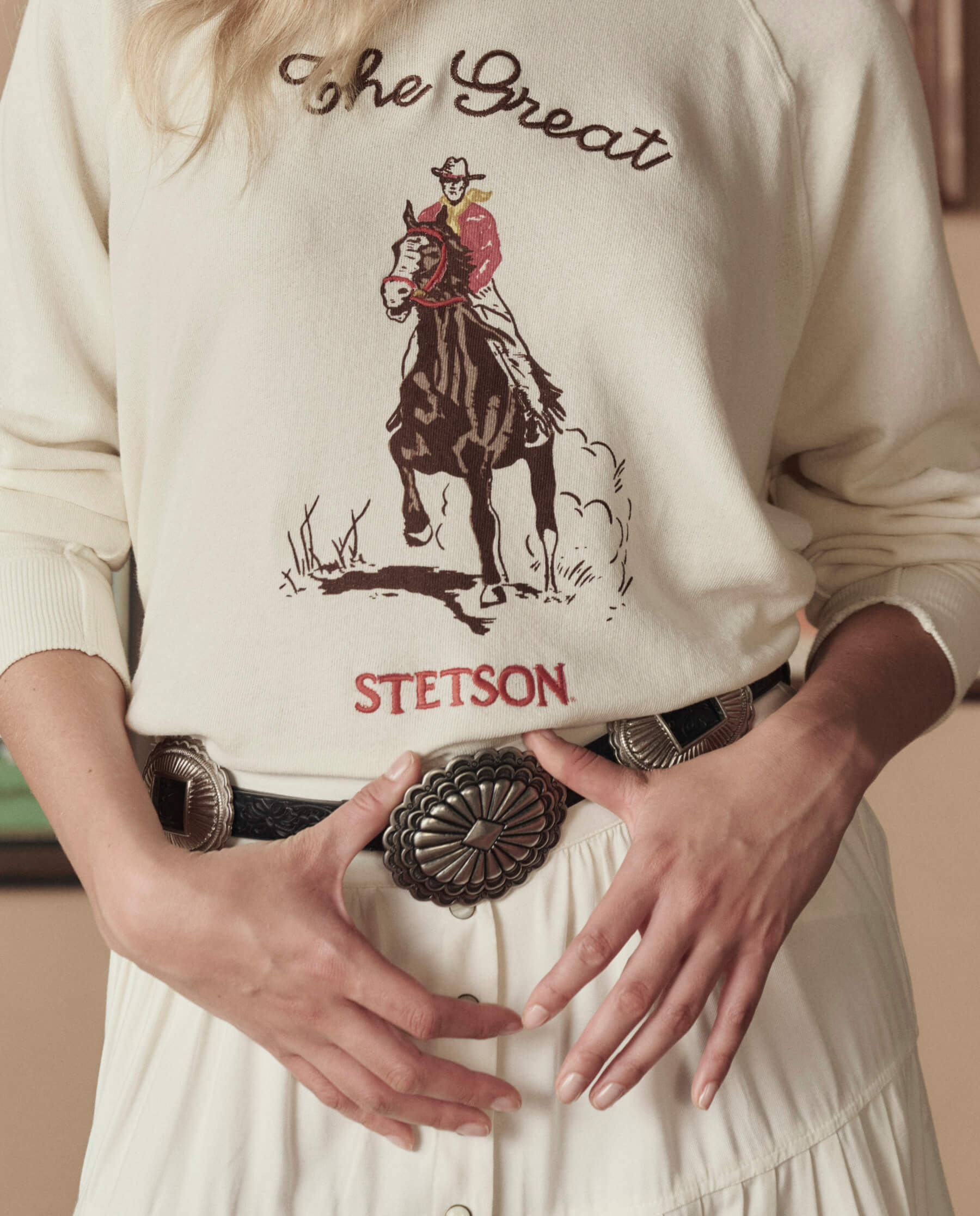 The Tooled Leather Concho Belt. -- Black With Silver