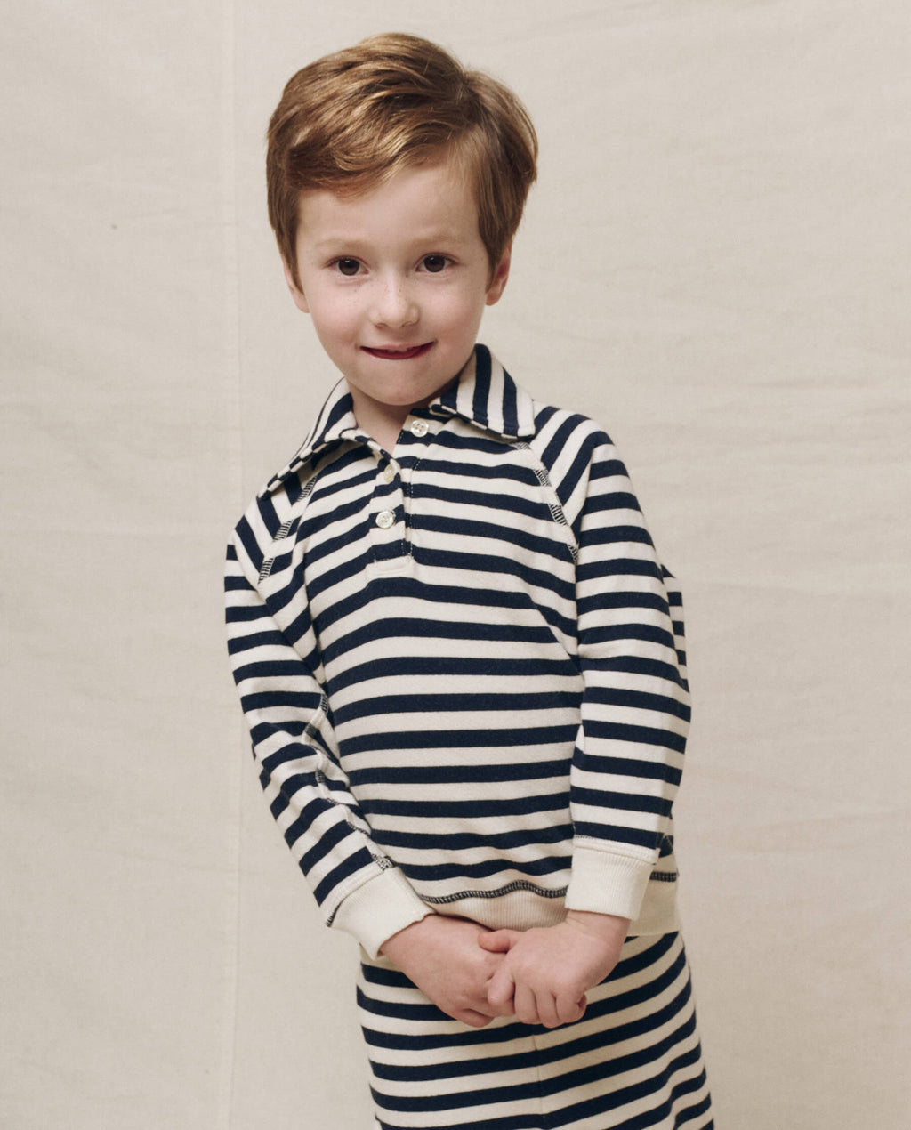 The Little Rugby Sweatshirt. -- Navy Sailor Stripe