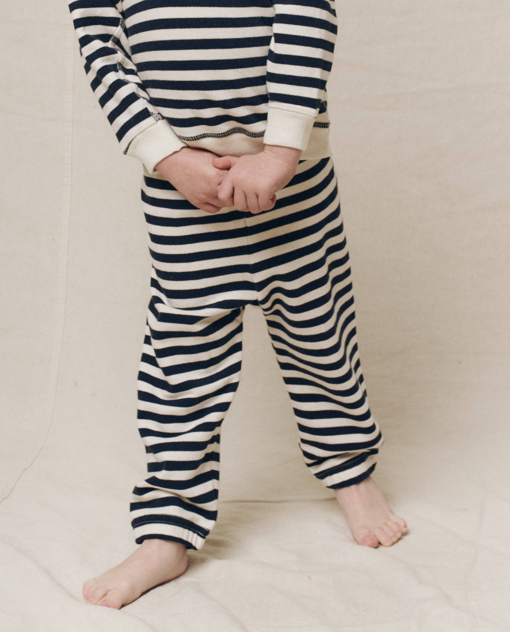 The Little Stadium Sweatpant. Novelty -- Navy Sailor Stripe