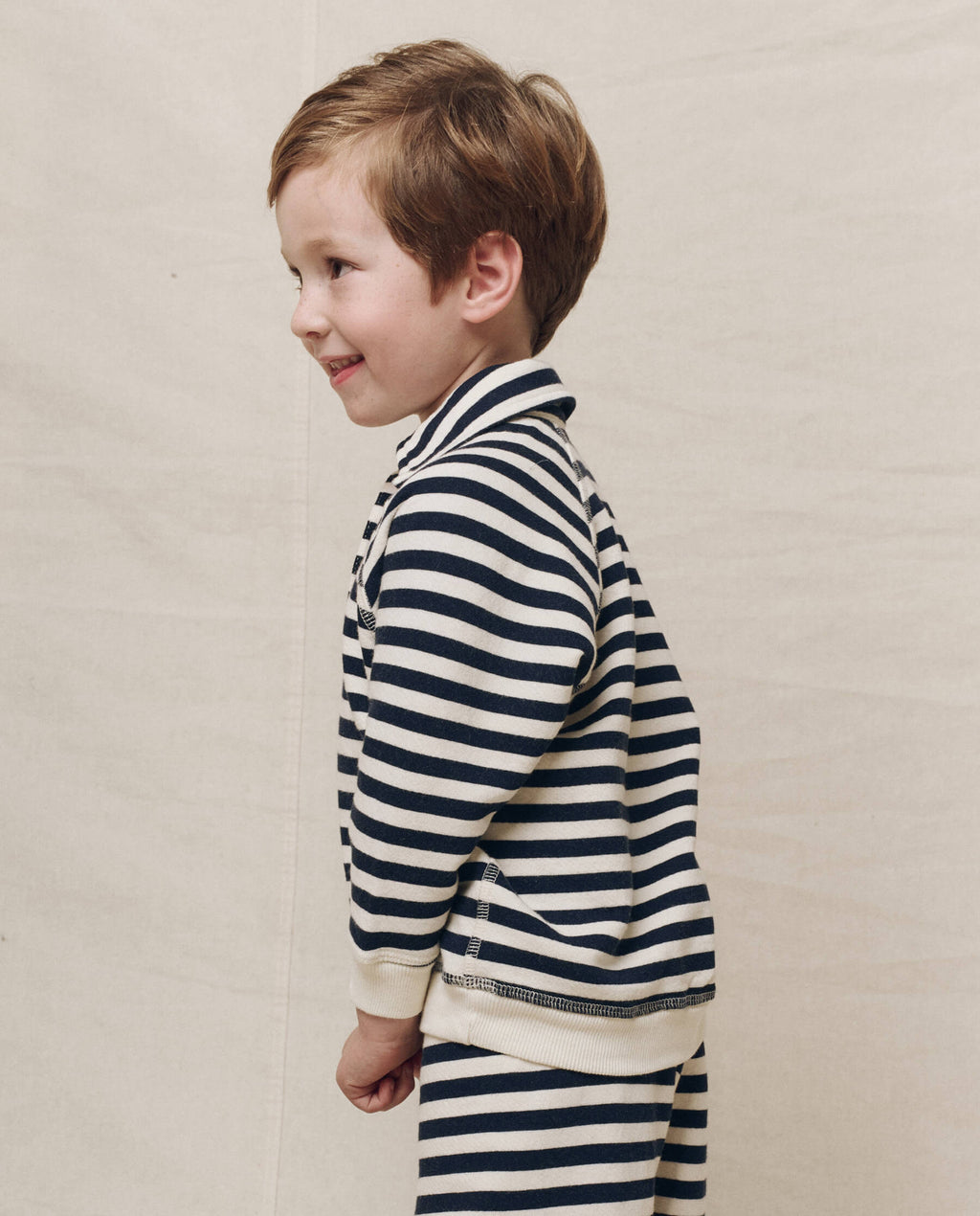 The Little Rugby Sweatshirt. -- Navy Sailor Stripe