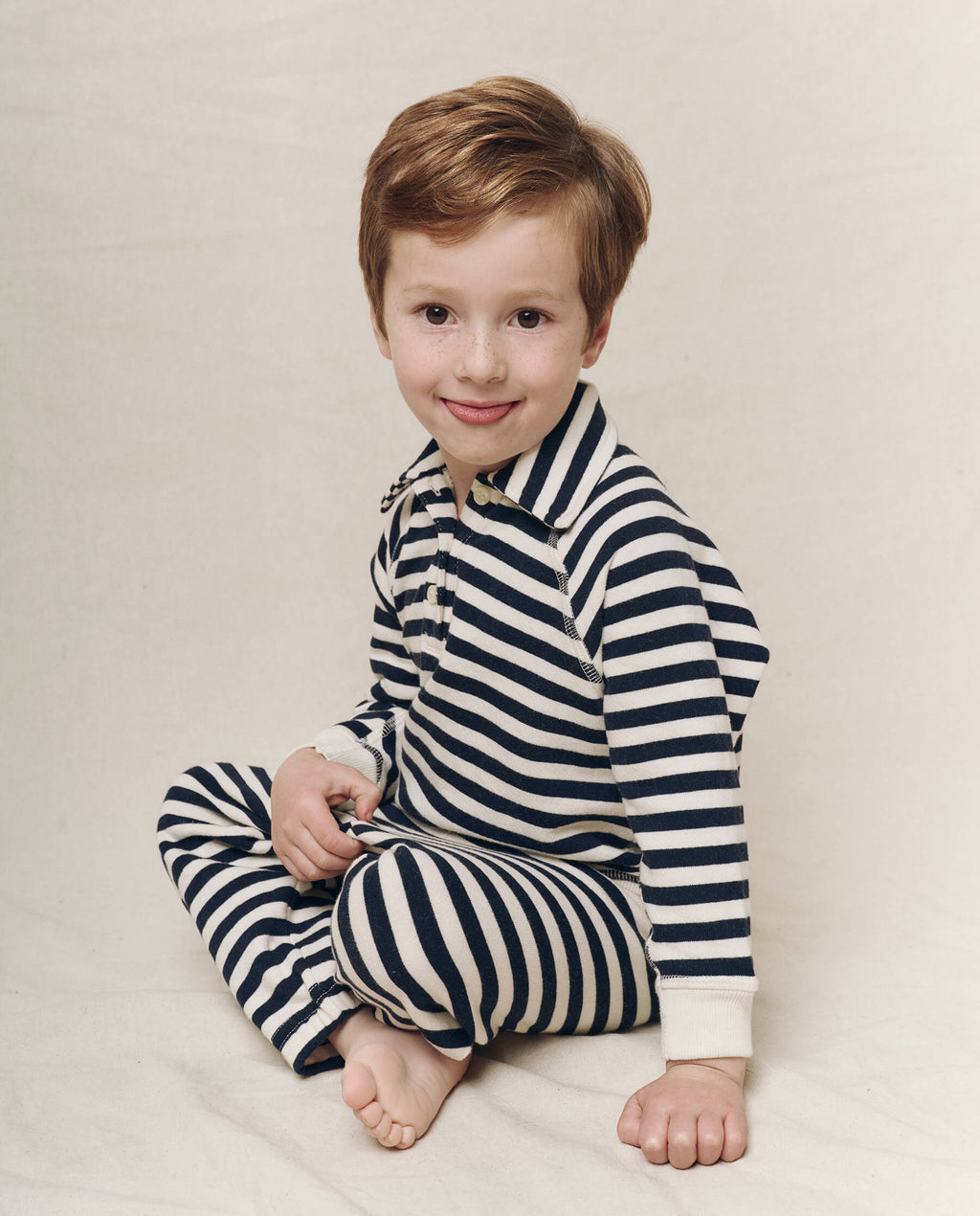 The Little Rugby Sweatshirt. -- Navy Sailor Stripe