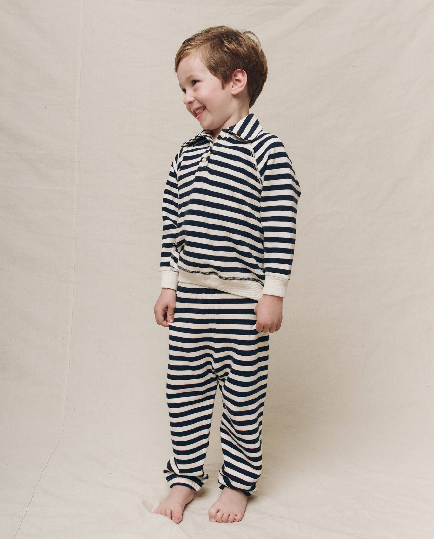 The Little Rugby Sweatshirt. -- Navy Sailor Stripe