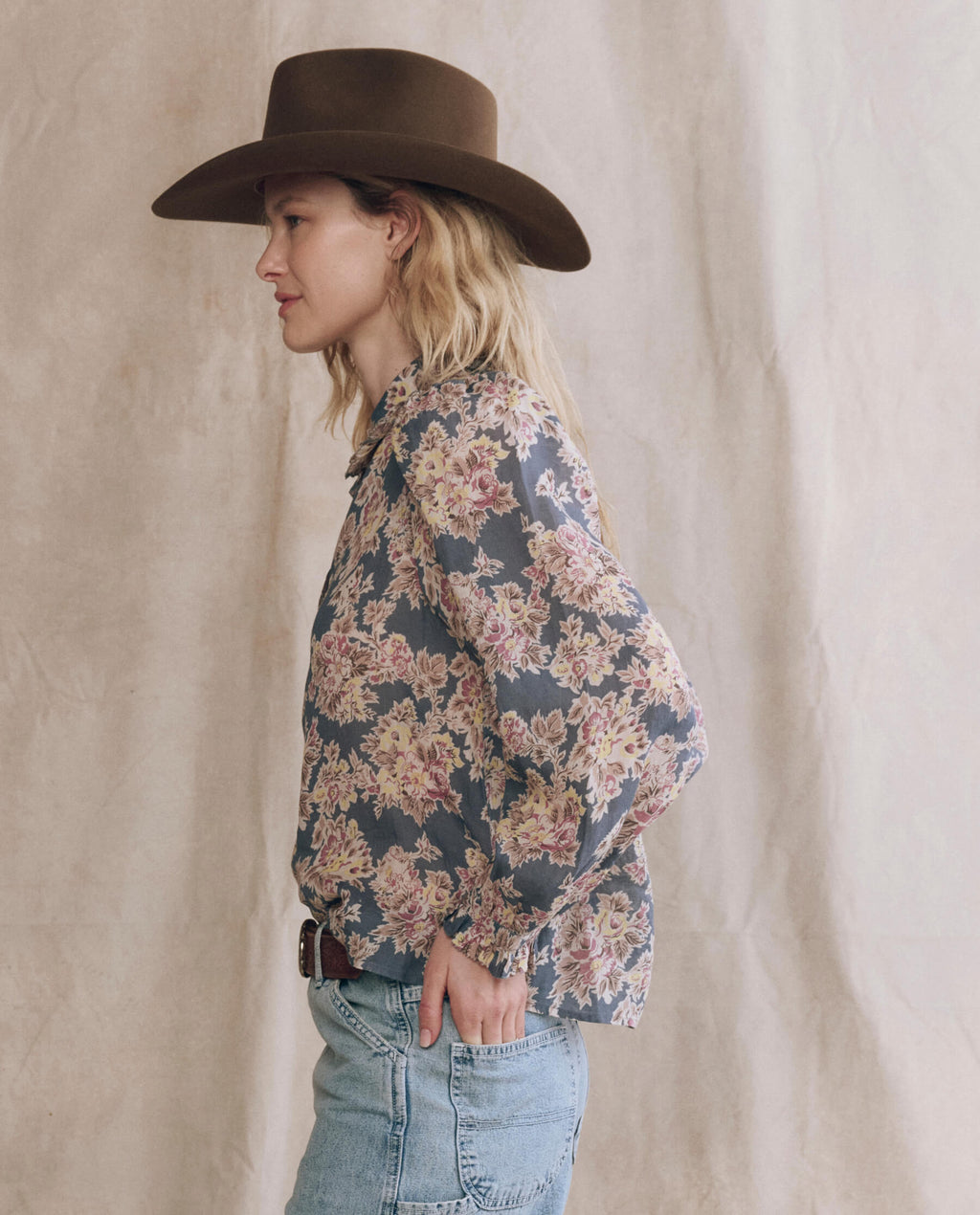 The Hemingway Top. -- Indigo Floral