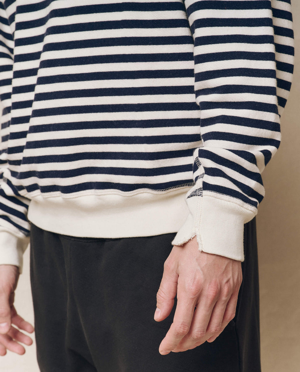 The Men's College Sweatshirt. -- Navy Sailor Stripe