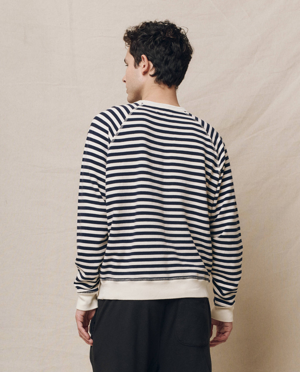 The Men's College Sweatshirt. -- Navy Sailor Stripe